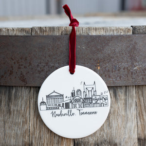 Nashville Skyline Ceramic Ornament