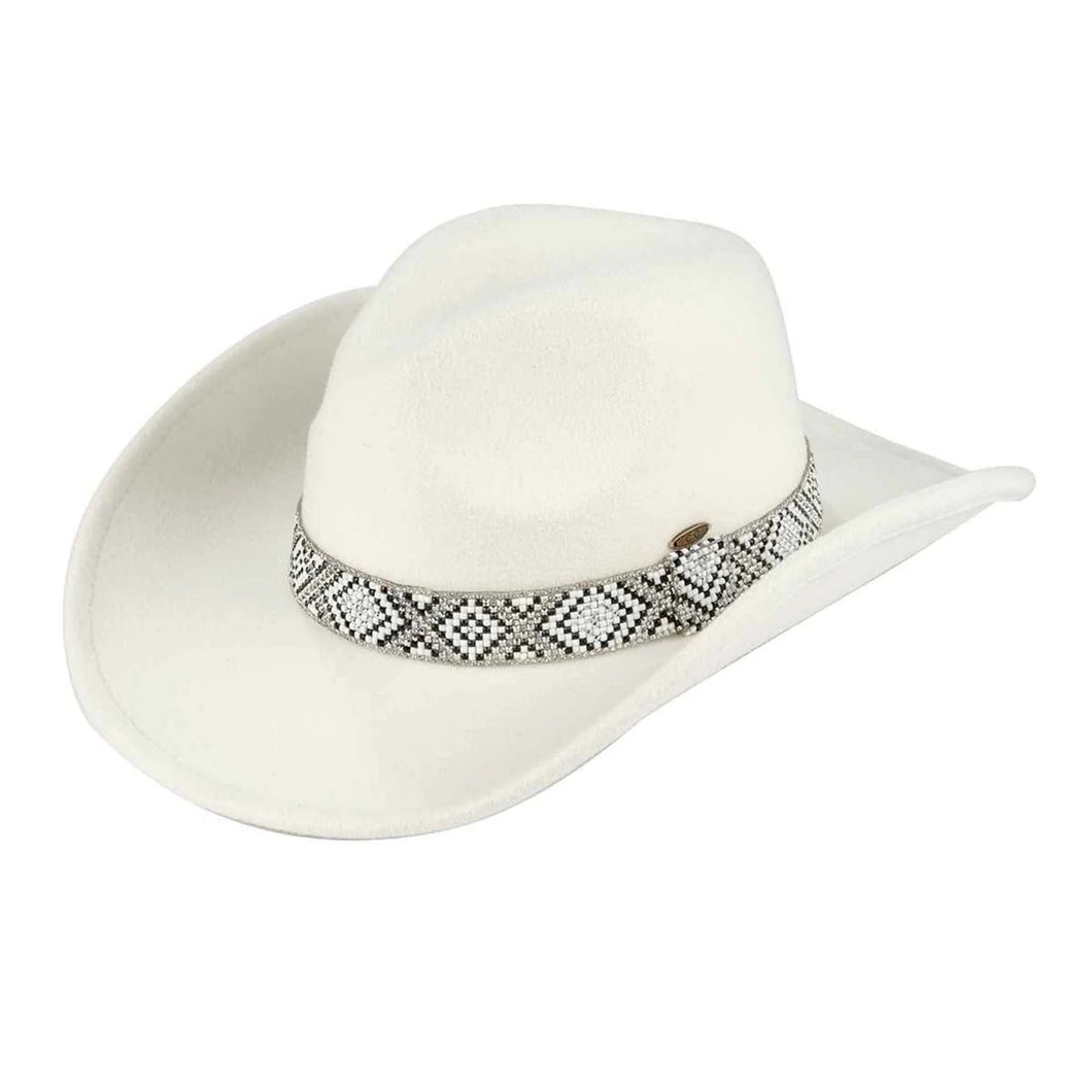 Cowboy Hat with Beaded Aztec Band